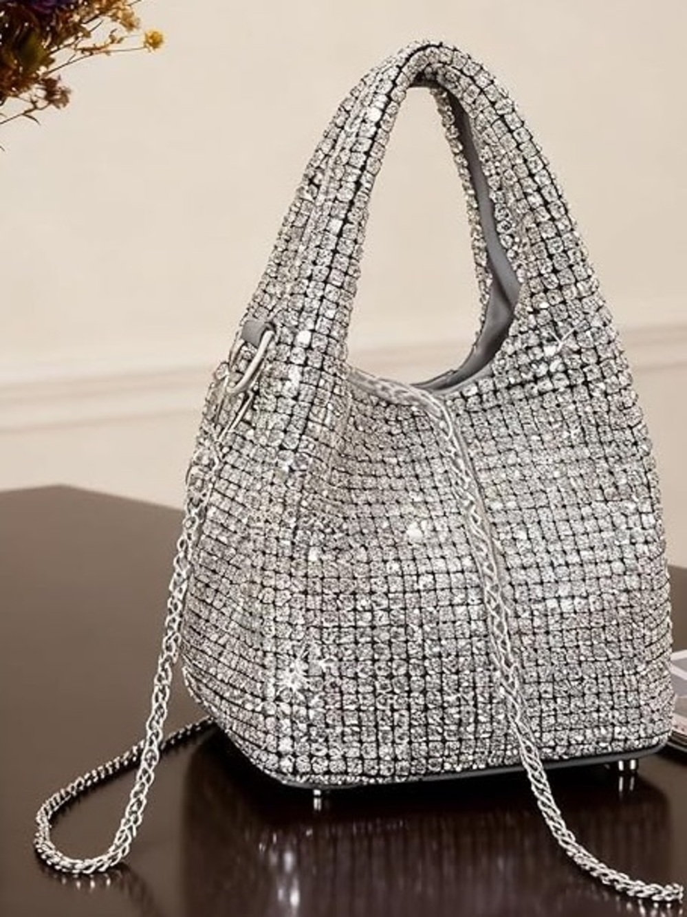 NWT Sparkling Bling SwarovskI Crystal Rhinestone Bucket Bag Shoulder Pur… - Picture 13 of 17